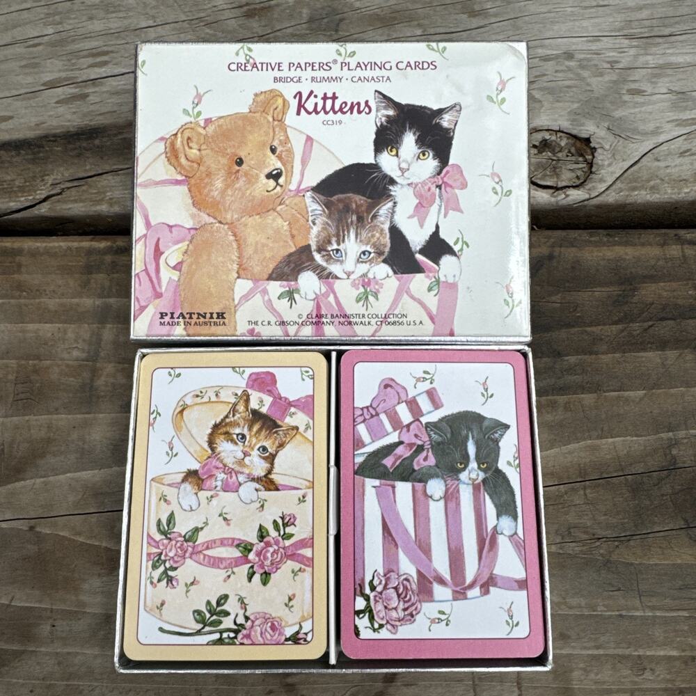 Piatnik Pink Kitten Playing Cards Cat Theme Deck Claire Bannister Austria Set